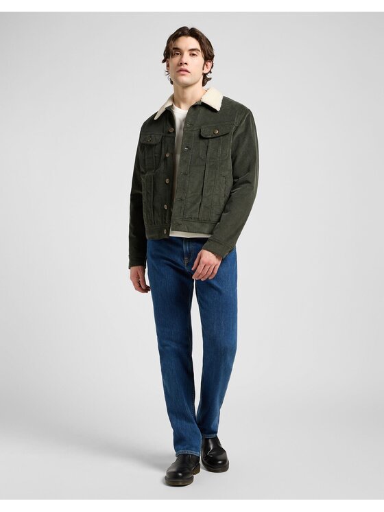 Lee Lee Kurtka jeansowa SHERPA JACKET Zielony Regular Fit