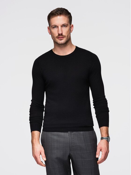 Ombre Ombre Sweter OM-SWBS-0106 Czarny Regular Fit