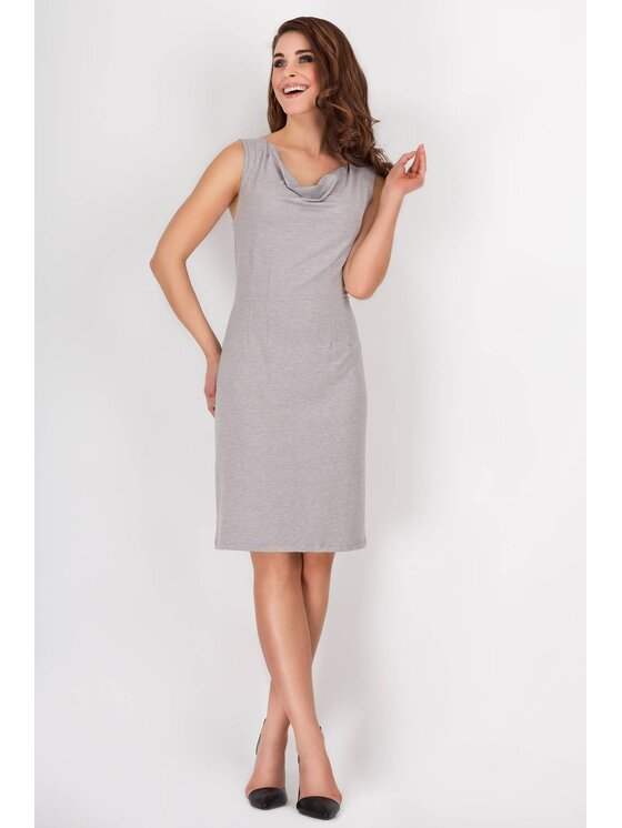 Awama Awama Sukienka letnia A090 Szary Basic Fit