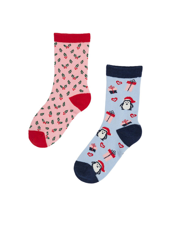 Nelli Blu Nelli Blu 2er-Set hohe Kindersocken 7KB-006-AW23 (2-pack) Rot