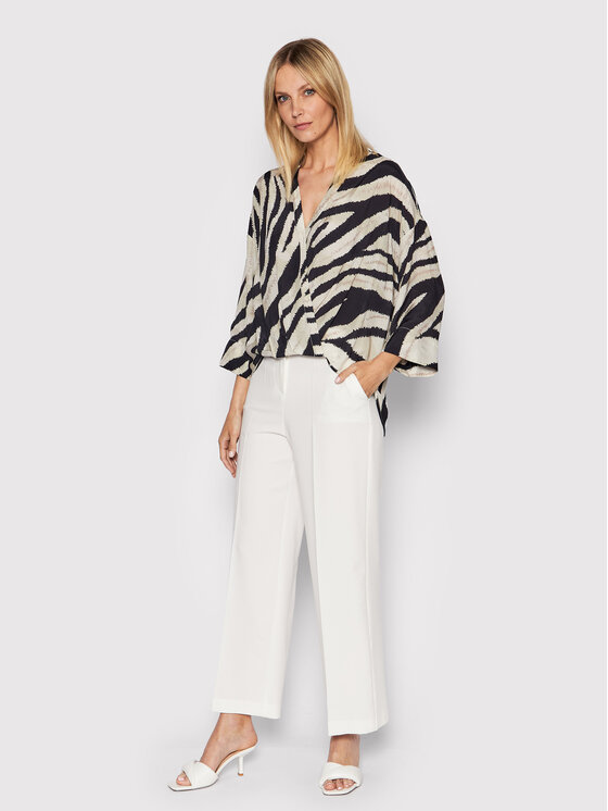 Pantaloni di tessuto P3J0DEM Bianco Regular Fit
