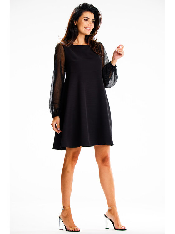 Awama Awama Večerní šaty A622 Černá Basic Fit