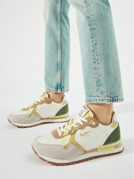 Pepe Jeans Pepe Jeans Sneakersy Brit Print W PLS40010 Biały