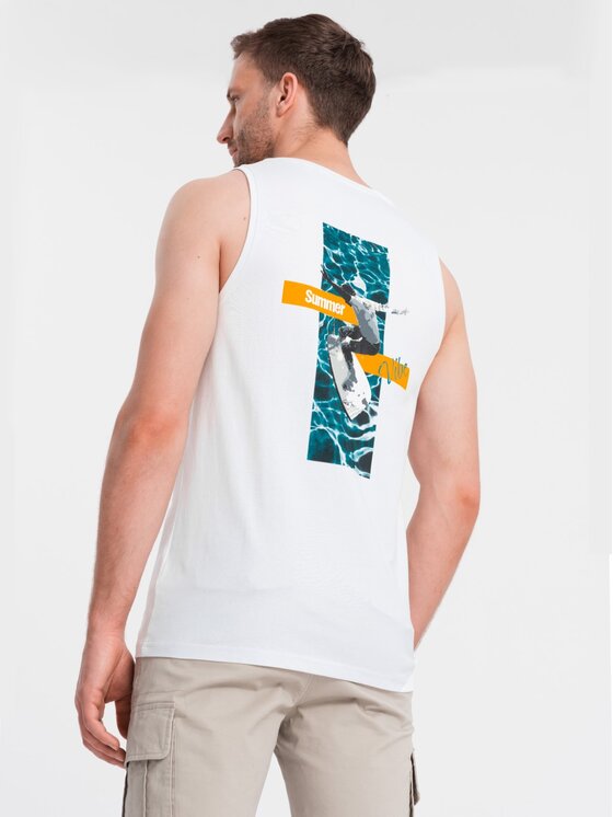 Ombre Ombre Tank top OM-TSTT-0191 Biały Regular Fit