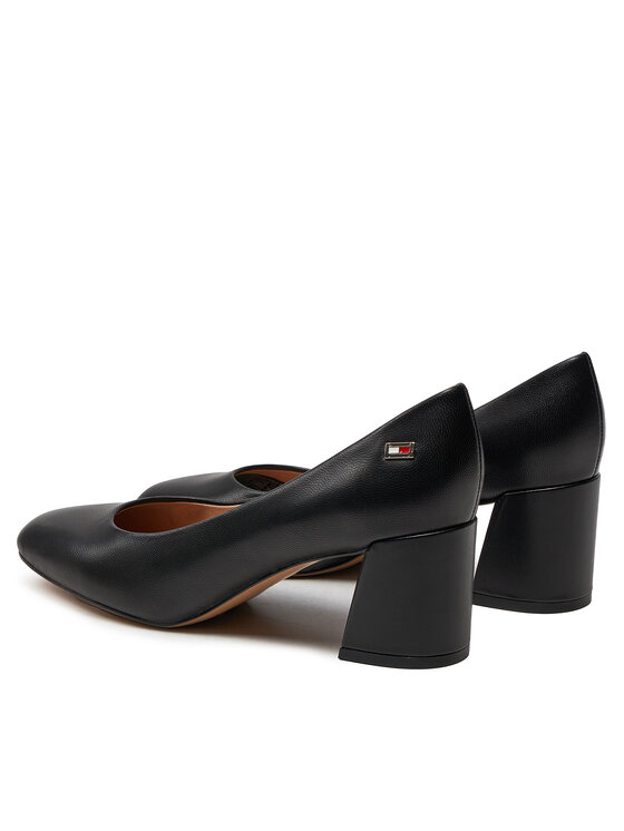 Tommy Hilfiger Tommy Hilfiger Czółenka Th Leather Mid Heel Block Pump FW0FW07716 Czarny