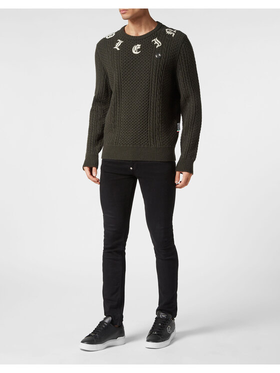PHILIPP PLEIN PHILIPP PLEIN Longsleeve 9751 Zielony Regular Fit