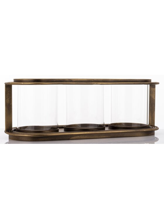 MIAhome MIAhome Świecznik z 3 lampkami SIBONA 17X49X19 cm Złoty