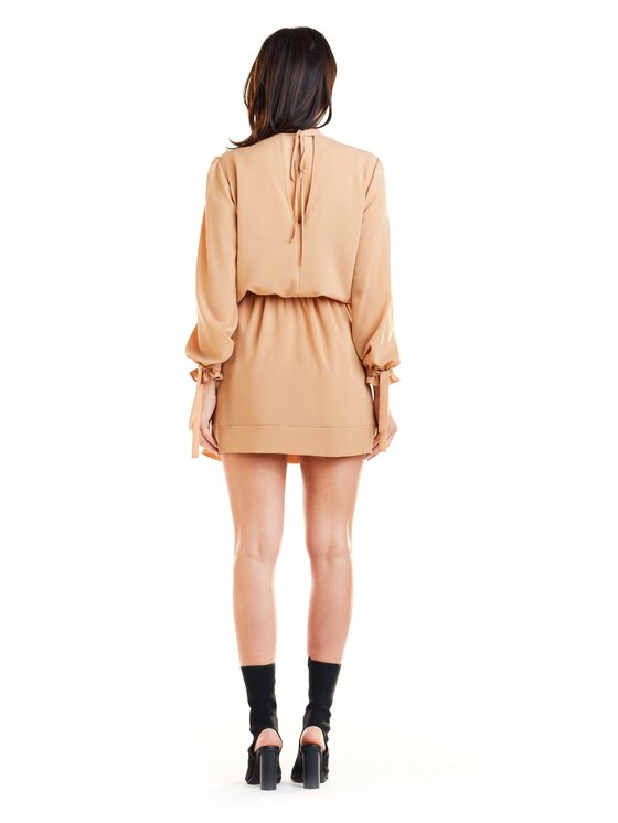 Awama Awama Sukienka letnia A268 Brązowy Basic Fit