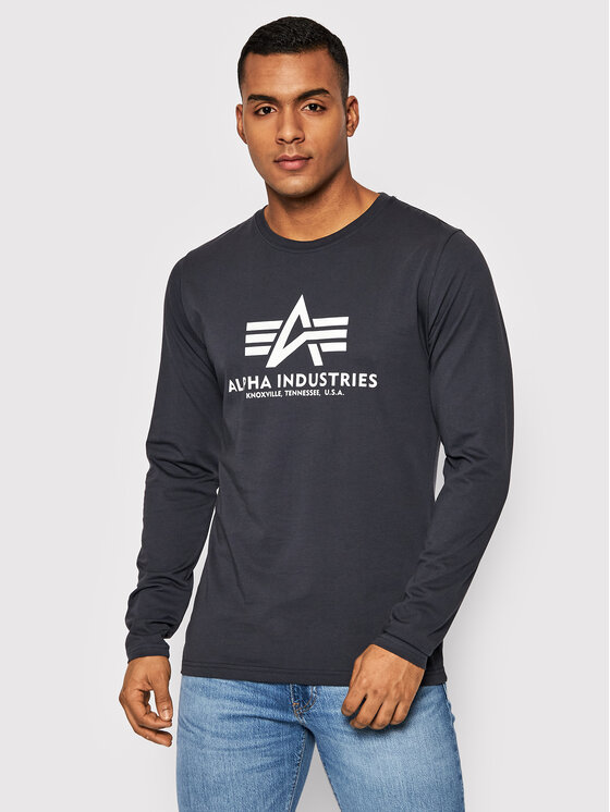 Alpha Industries Alpha Industries Longsleeve Basic 100510 Granatowy Regular Fit
