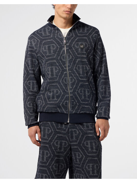 PHILIPP PLEIN PHILIPP PLEIN Bluza 29880 Granatowy Jegging Fit