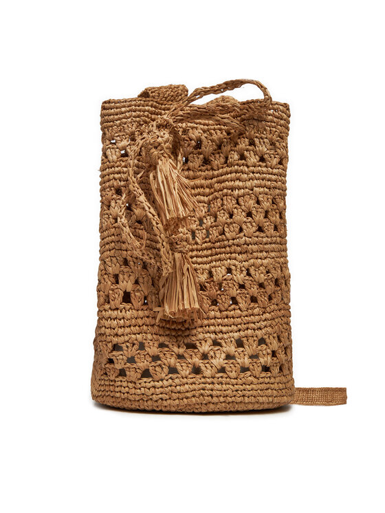 Manebi Kabelka Handcrafted Raffia Beach Bucket Weaving V 2.2 AO Hnedá