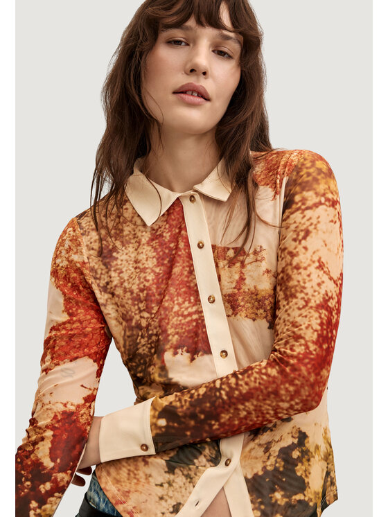 Desigual Desigual Koszula TS_ATENAS Beżowy Casual Fit
