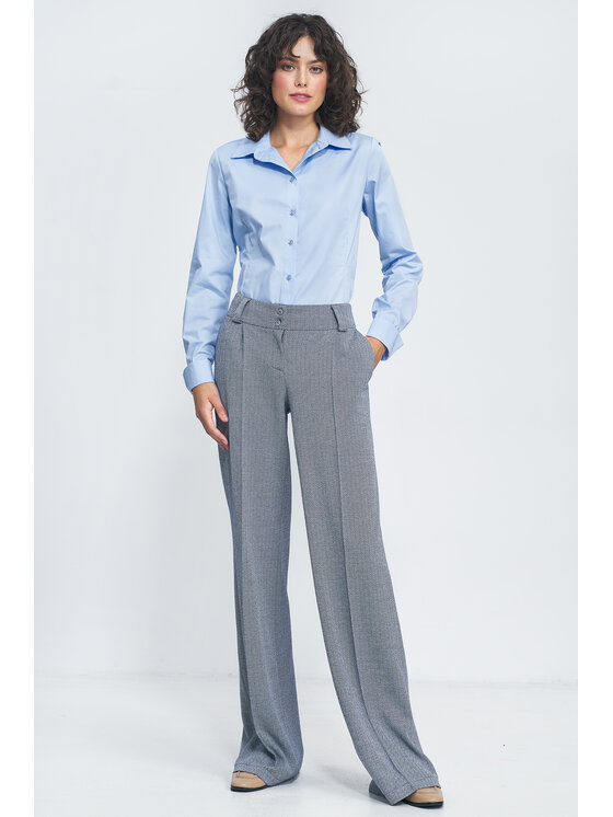 NIFE NIFE Kalhoty z materiálu SD82 Tmavomodrá Wide Leg