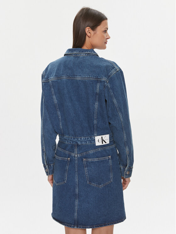 Calvin Klein Jeans Calvin Klein Jeans Sukienka jeansowa Darted Denim Shirt Dress J20J222461 Granatowy Slim Fit