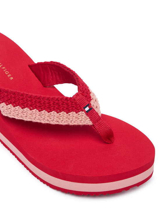 Tommy Hilfiger Tommy Hilfiger Šlepetės per pirštą Th Wedge Crochet Summer Sandal FW0FW09420 Raudona