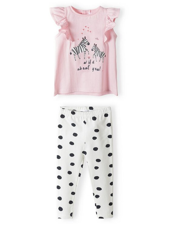 minoti minoti Komplet bluzka i legginsy africa 1 Różowy Regular Fit
