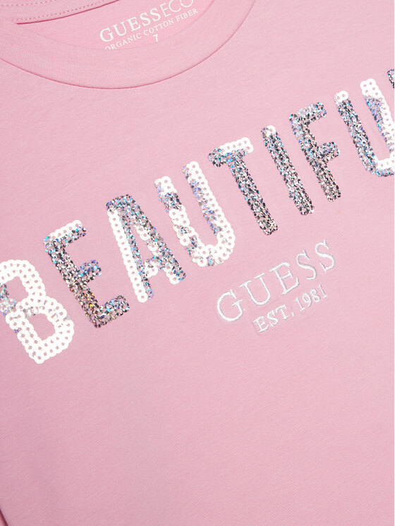 Guess Guess Тишърт J4RI08 K6YW4 Розов Regular Fit