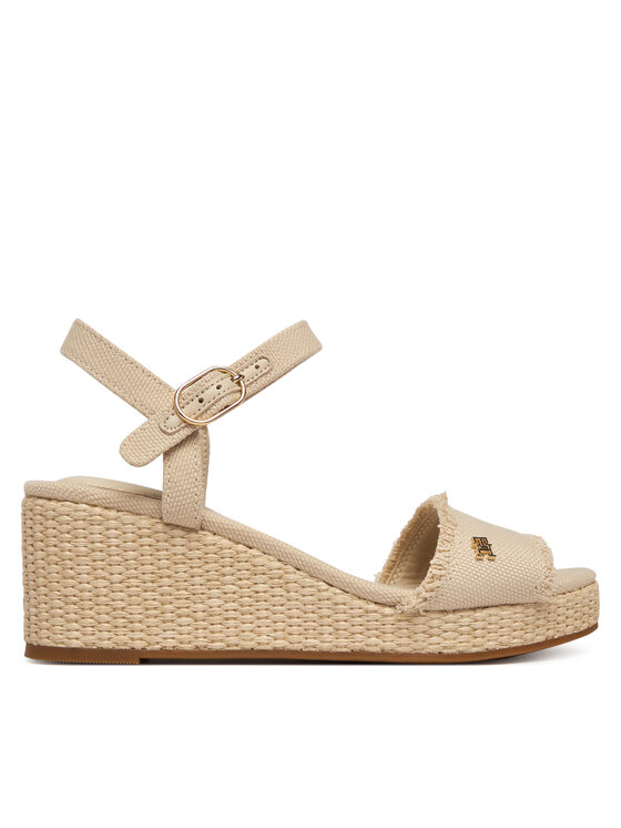 Tommy Hilfiger Tommy Hilfiger Sandale Mid Woven Wedge Espad Fringe FW0FW09470 Bež