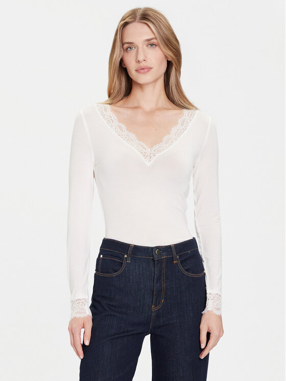 Vero Moda Bluzka Skye 10339843 Biały Slim Fit