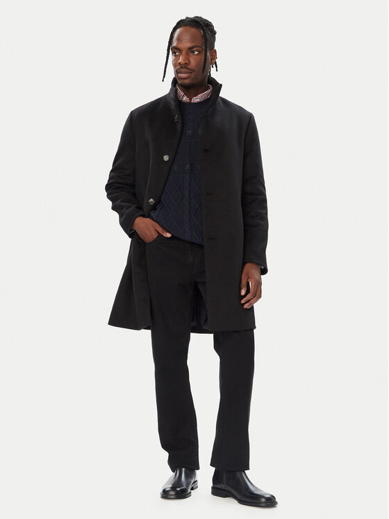 Tommy Hilfiger Tommy Hilfiger Вълнено палто MW0MW40767 Черен Regular Fit