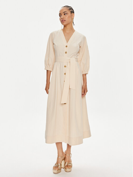 TWINSET TWINSET Košilové šaty 241TT2051 Béžová Loose Fit