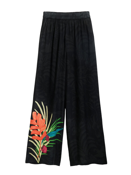 Desigual Desigual Palazzo nohavice 25SWMW02 Čierna Wide Leg