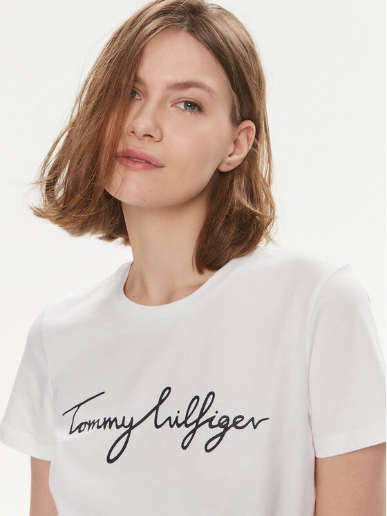 Tommy Hilfiger Tommy Hilfiger T-krekls Signature WW0WW41674 Balts Regular Fit