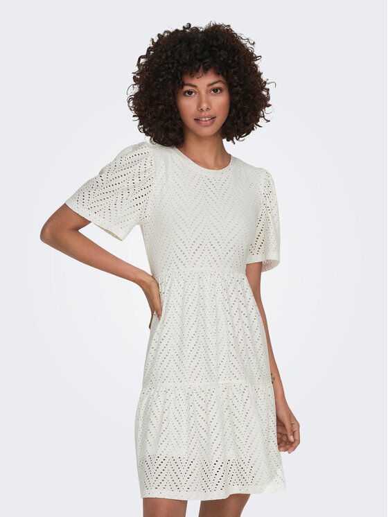 JDY Donna Vestito estivo Bianco Sintetico L Regular Fit Carla 15254680, taglia : L