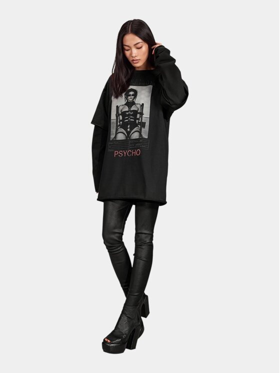 MADE BY SOCIETY MADE BY SOCIETY T-Shirt Tricou PSYCHO - T27893 Czarny Basic Fit