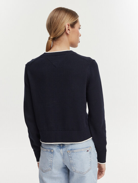 Tommy Jeans Tommy Jeans Sweter Intarsia Flag Badge DW0DW22316 Granatowy Relaxed Fit