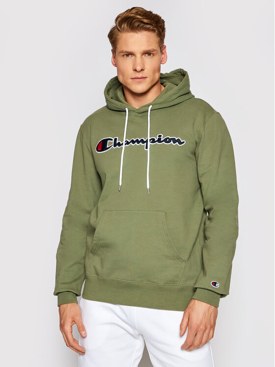 Champion Bluza Satin Script Logo Terry Hoodie 214183 Zielony Regular Fit |  Modivo.pl