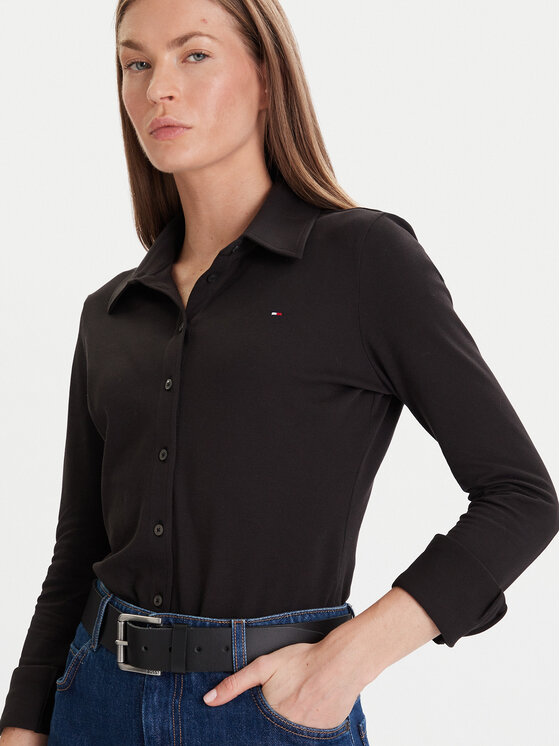 Tommy Hilfiger Tommy Hilfiger Риза 1985 WW0WW43528 Черен Slim Fit