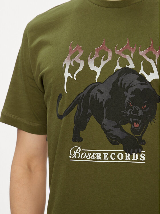 BOSS Boss Tricou TeePantera 50510223 Verde Regular Fit