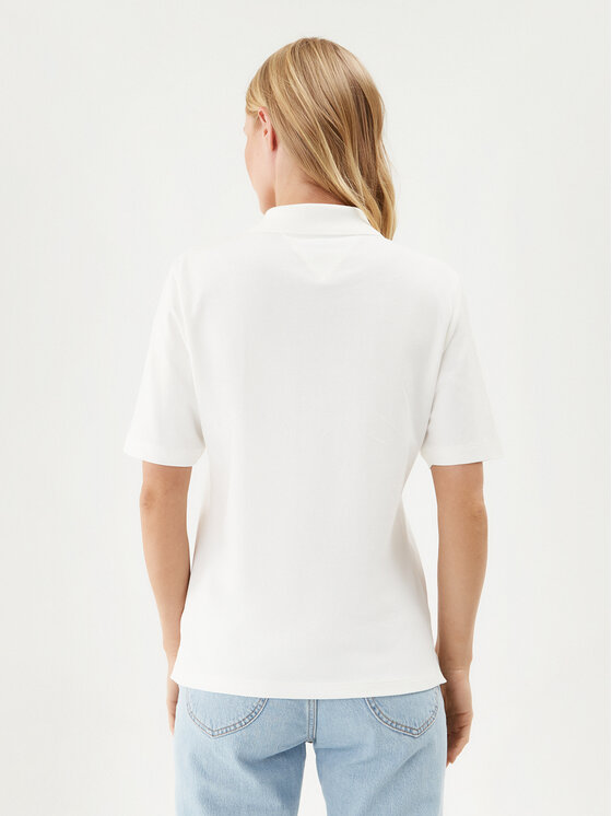 Tommy Hilfiger Tommy Hilfiger Тениска с яка и копчета 1985 WW0WW37820 Екрю Regular Fit