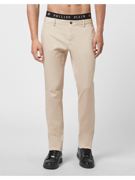 PHILIPP PLEIN PHILIPP PLEIN Spodnie materiałowe 4133 Beżowy Regular Fit