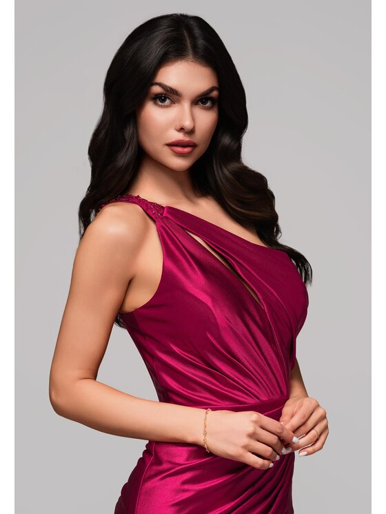 Ombre Ombre Sukienka wieczorowa LA-OM-DLR143 Bordowy Regular Fit