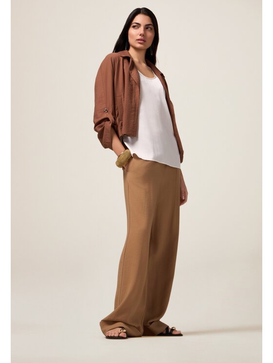 Oltre Oltre Pantaloni di tessuto P026R308607N022 Crema Baggy Fit