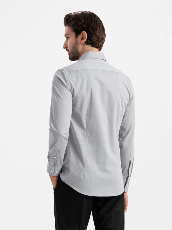 Ombre Ombre Košile OM-SHCS-0175 Šedá Slim Fit