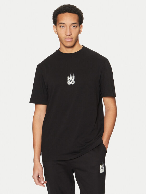 HUGO HUGO Футболка Dalsar 50530434 Чорний Relaxed Fit