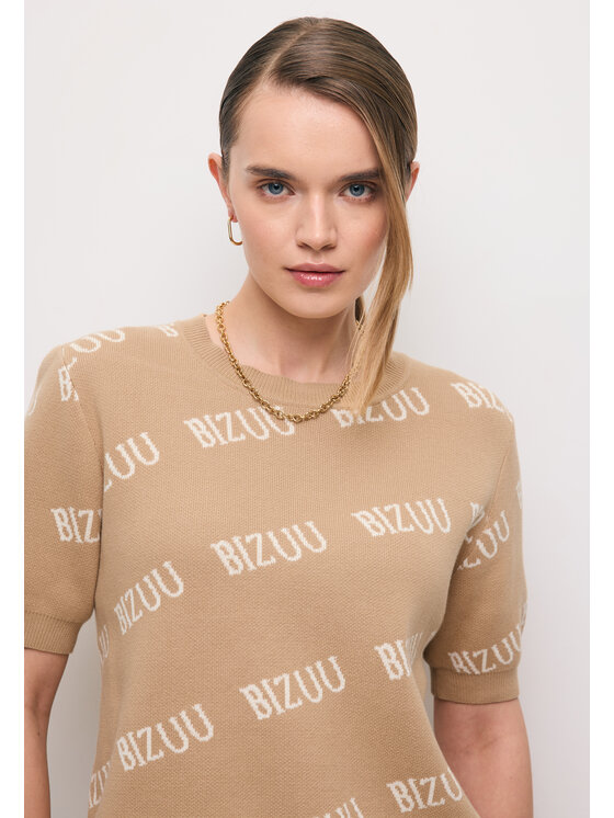 BIZUU BIZUU Sweter AYLE Beżowy Standard Fit
