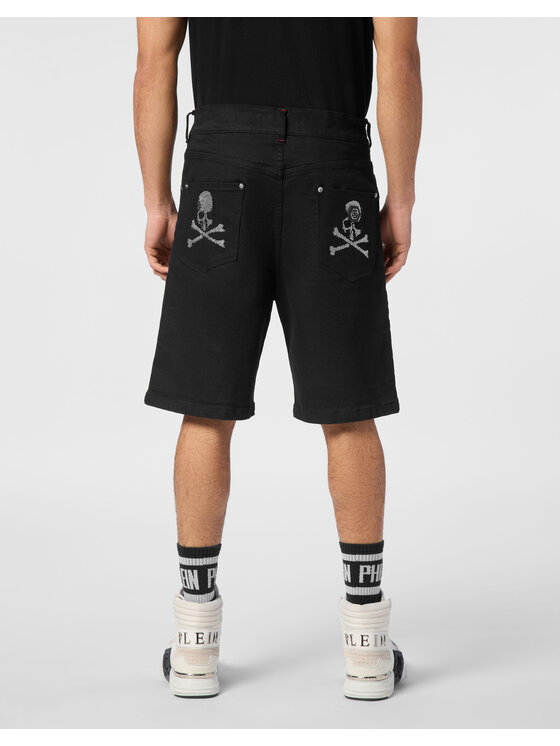 PHILIPP PLEIN PHILIPP PLEIN Pantaloncini di jeans 24335 Nero Loose Fit