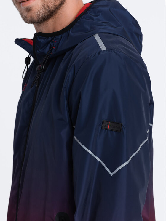 Ombre Ombre Kurtka przejściowa OM-JANP-0105 Granatowy Regular Fit