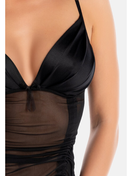 Teyli Teyli Koszula nocna 398 Czarny Regular Fit