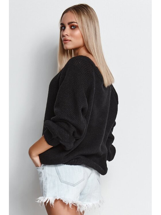Makadamia Makadamia Sweter S114 Czarny Oversize