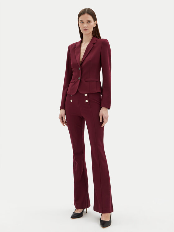 Motivi Motivi Hlače iz tkanine P040Q003468N Bordo rdeča Flare Fit
