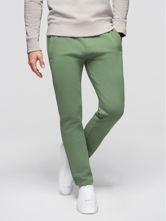 Ombre Ombre Spodnie dresowe OM-PABS-0304 Zielony Slim Fit