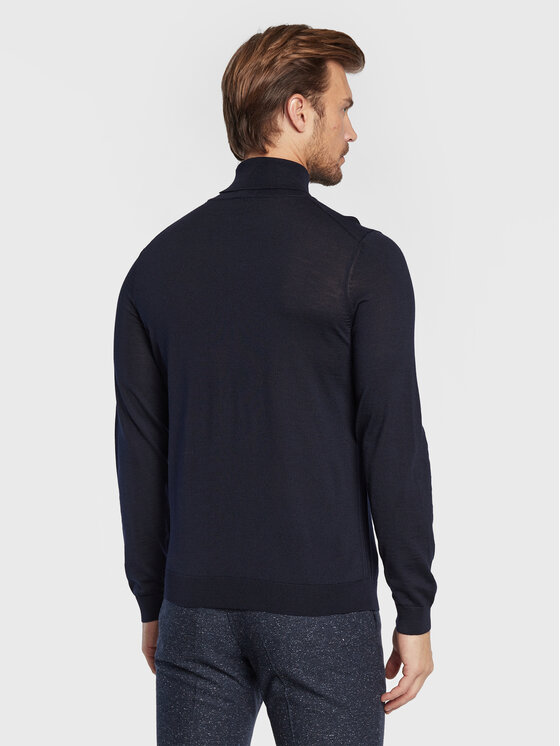 BOSS Boss Bluză cu gât Musso-P 50468262 Bleumarin Slim Fit