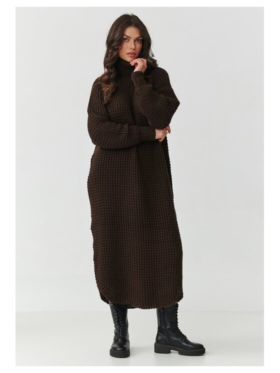 Makadamia Makadamia Sukienka dzianinowa S162 Brązowy Loose Fit