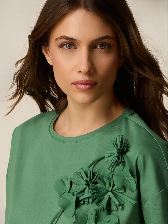 Oltre Oltre T-Shirt G007J004362N015 Zielony Boxy Fit
