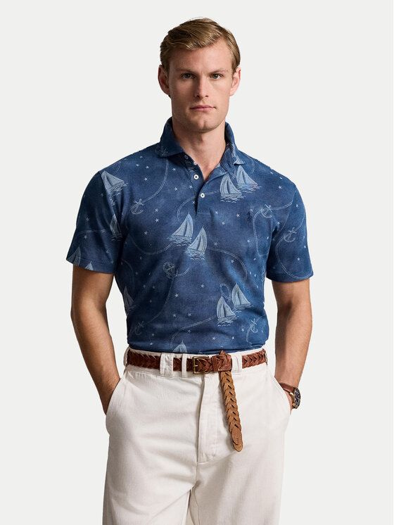 Polo Ralph Lauren Polo 710941436001 Bleu Custom Slim Fit Modivo